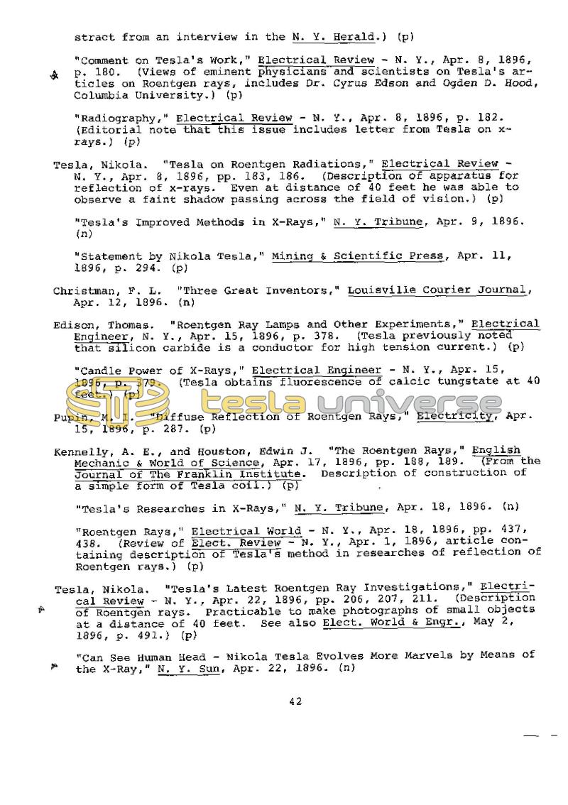 Dr. Nikola Tesla Bibliography - Page 42