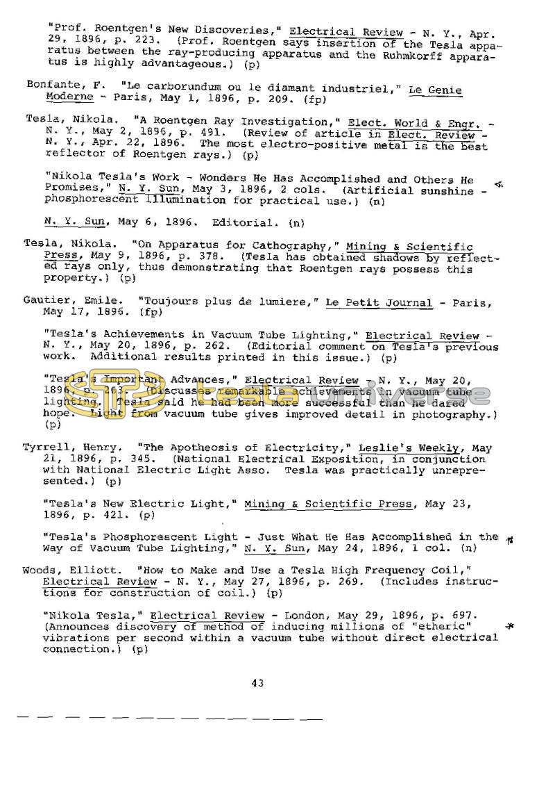 Dr. Nikola Tesla Bibliography - Page 43