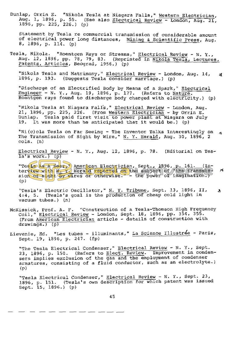 Dr. Nikola Tesla Bibliography - Page 45
