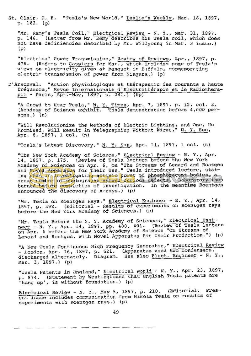 Dr. Nikola Tesla Bibliography - Page 49