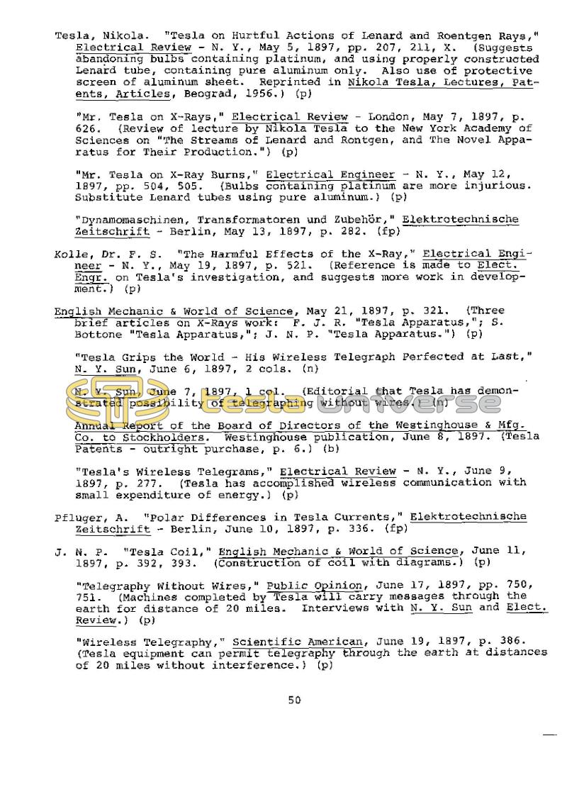 Dr. Nikola Tesla Bibliography - Page 50