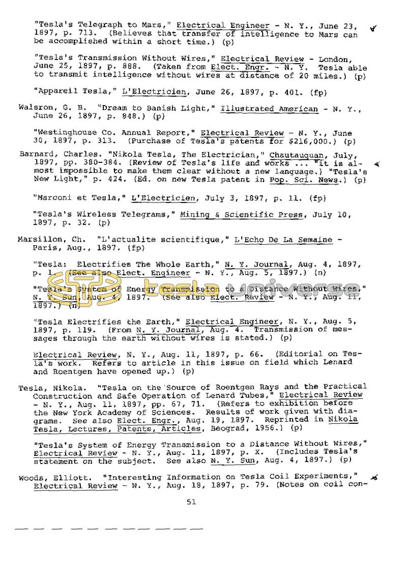 Dr. Nikola Tesla Bibliography - Page 51