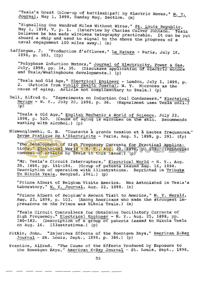 Dr. Nikola Tesla Bibliography - Page 55