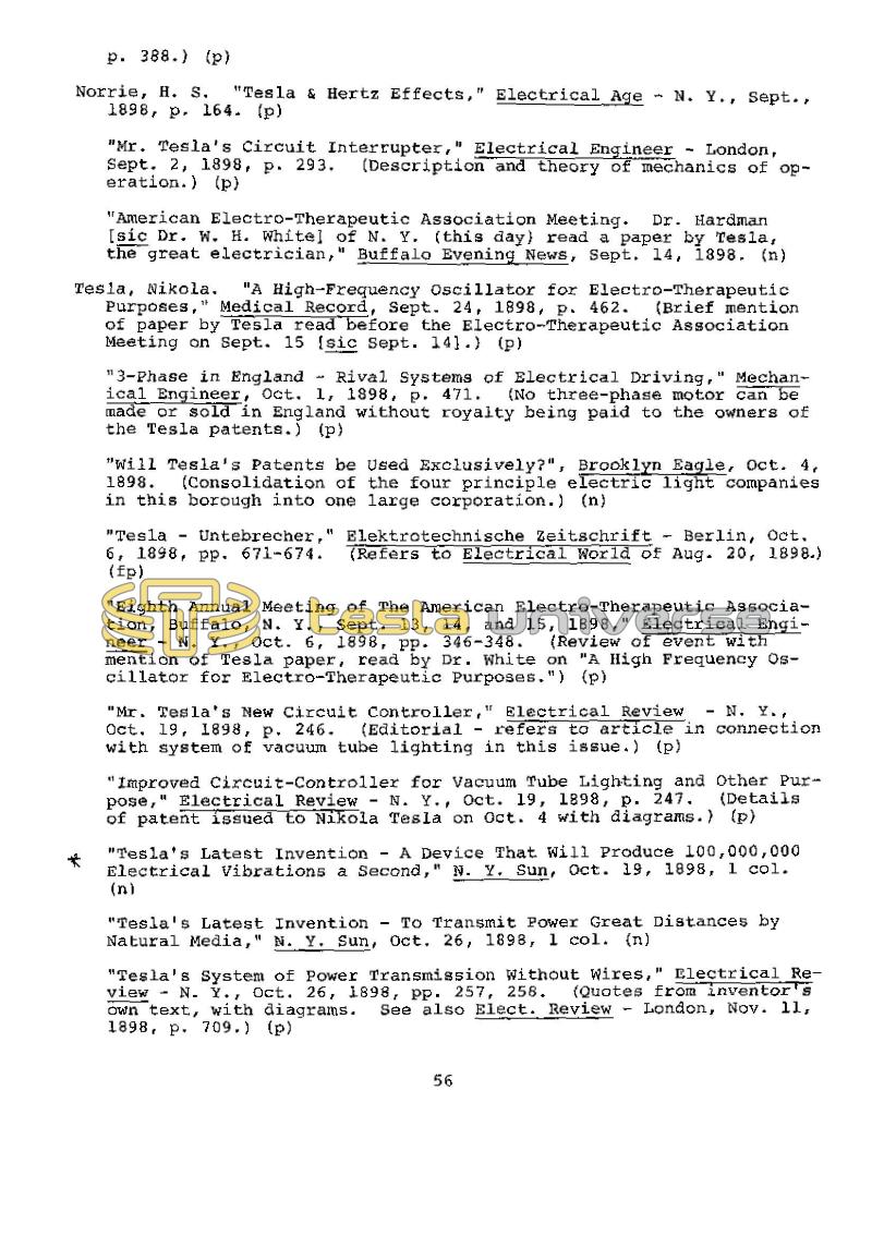Dr. Nikola Tesla Bibliography - Page 56