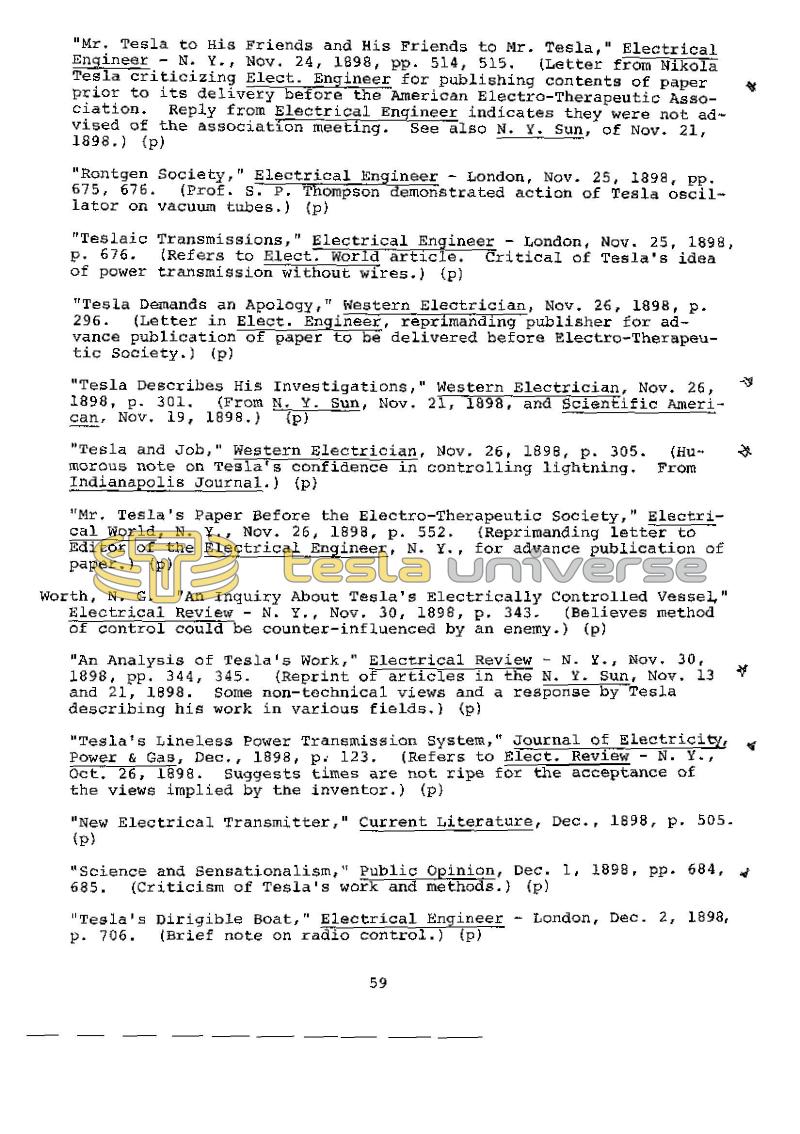 Dr. Nikola Tesla Bibliography - Page 59