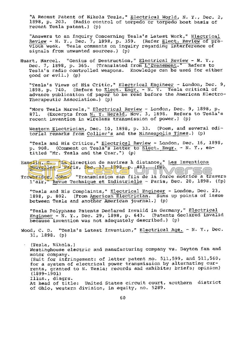 Dr. Nikola Tesla Bibliography - Page 60