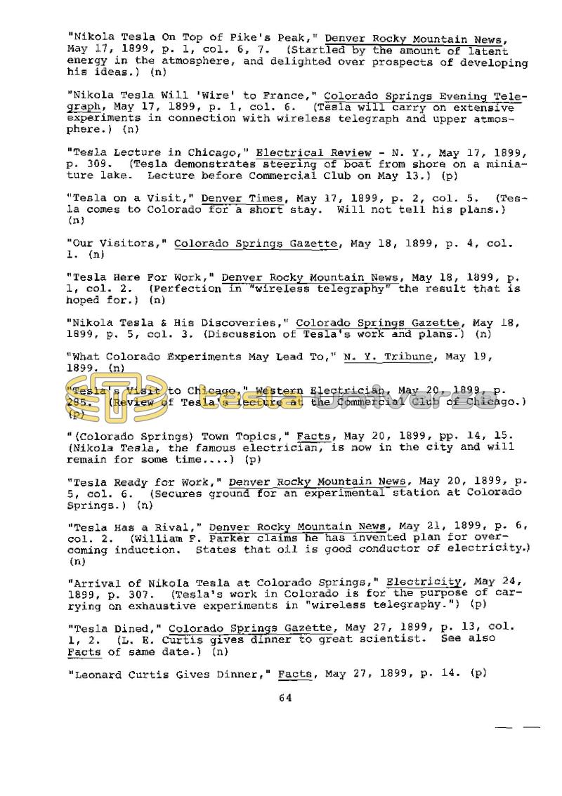 Dr. Nikola Tesla Bibliography - Page 64