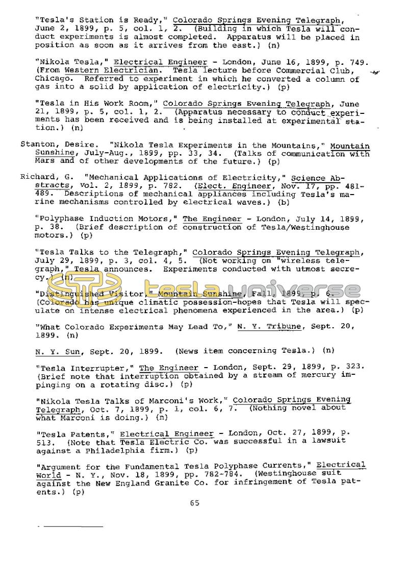 Dr. Nikola Tesla Bibliography - Page 65