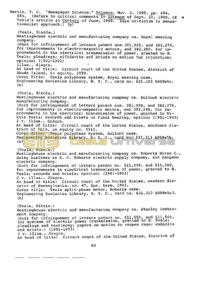 Dr. Nikola Tesla Bibliography - Page 69