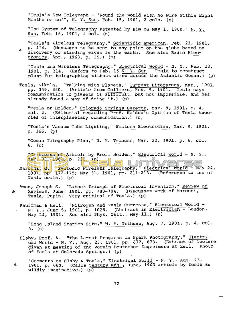 Dr. Nikola Tesla Bibliography - Page 72