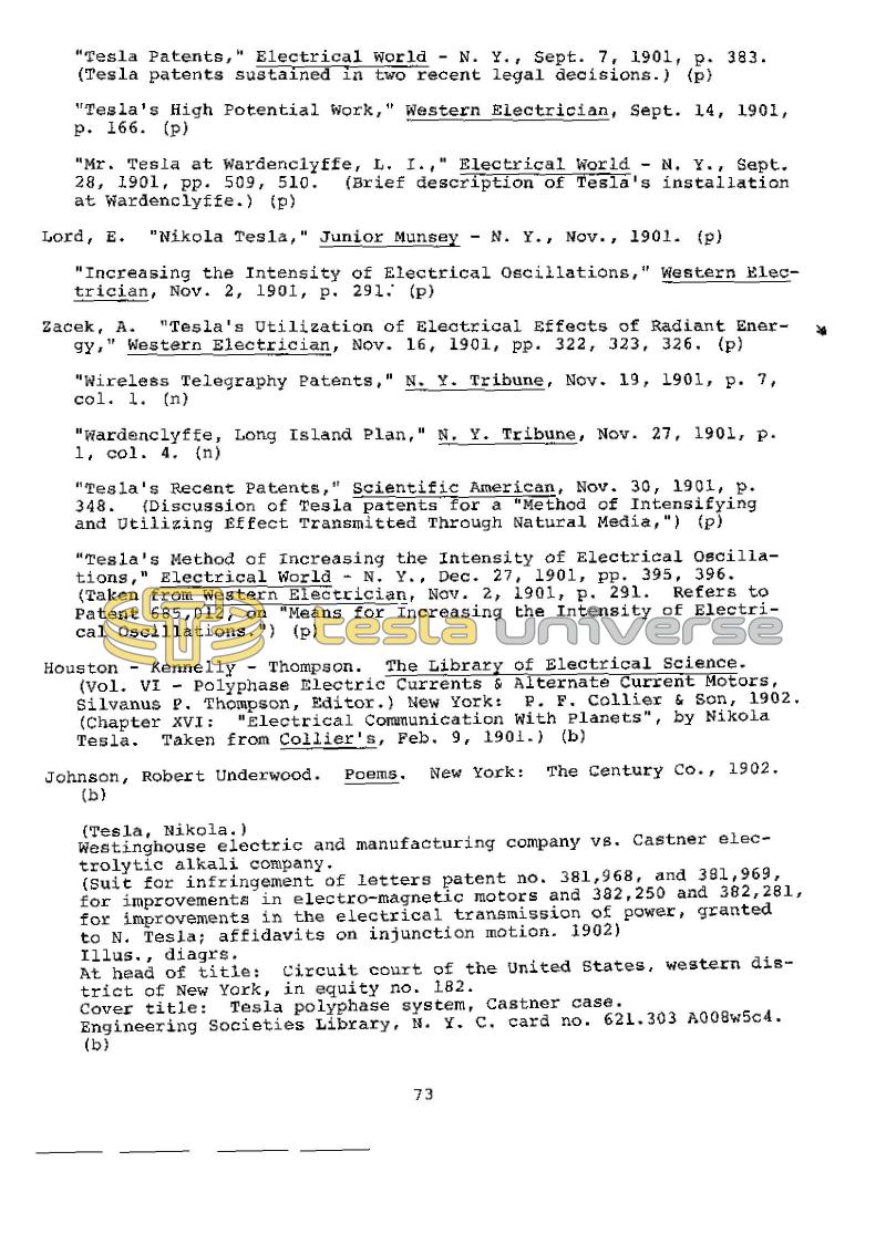 Dr. Nikola Tesla Bibliography - Page 73