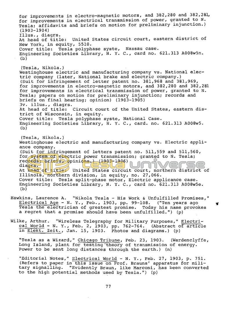 Dr. Nikola Tesla Bibliography - Page 77