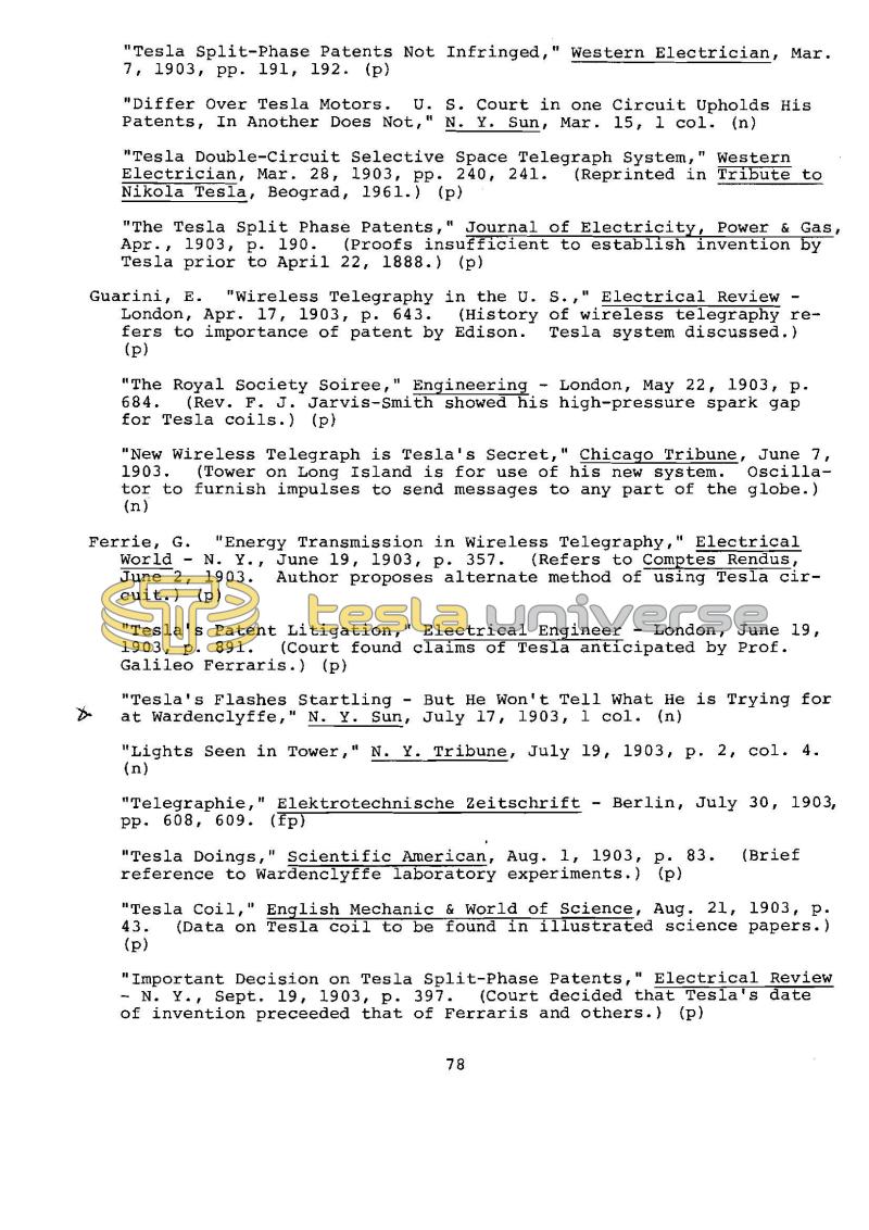 Dr. Nikola Tesla Bibliography - Page 78
