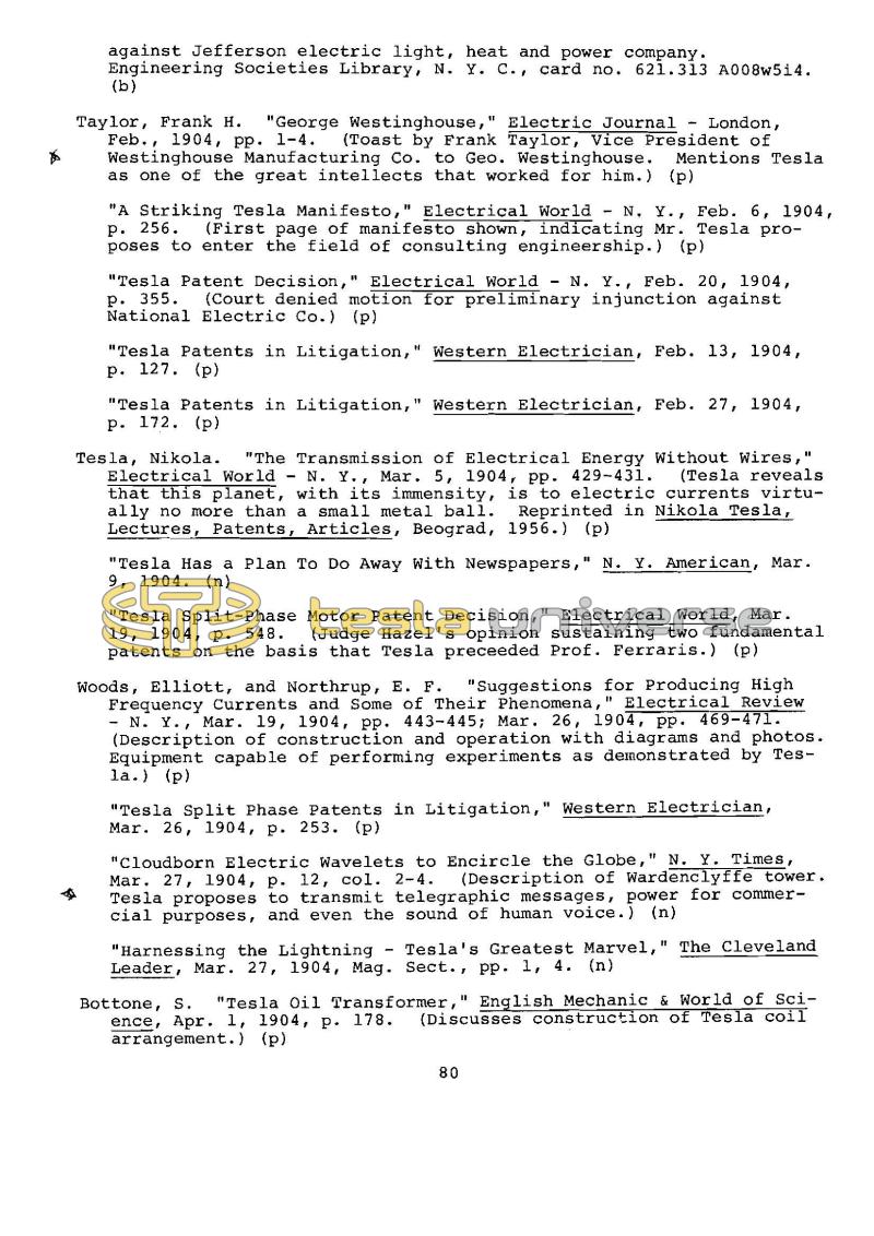 Dr. Nikola Tesla Bibliography - Page 80