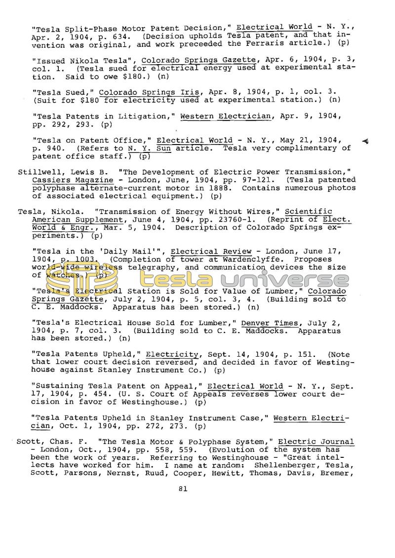 Dr. Nikola Tesla Bibliography - Page 81