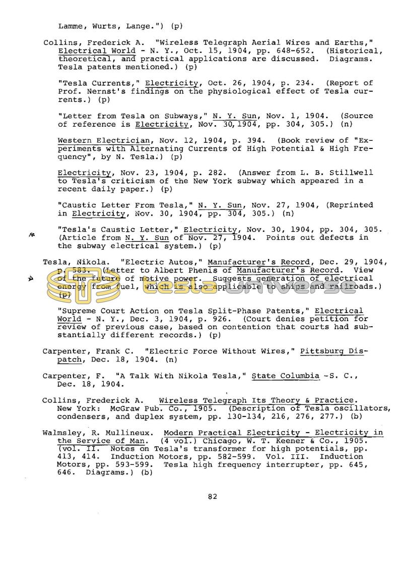 Dr. Nikola Tesla Bibliography - Page 82