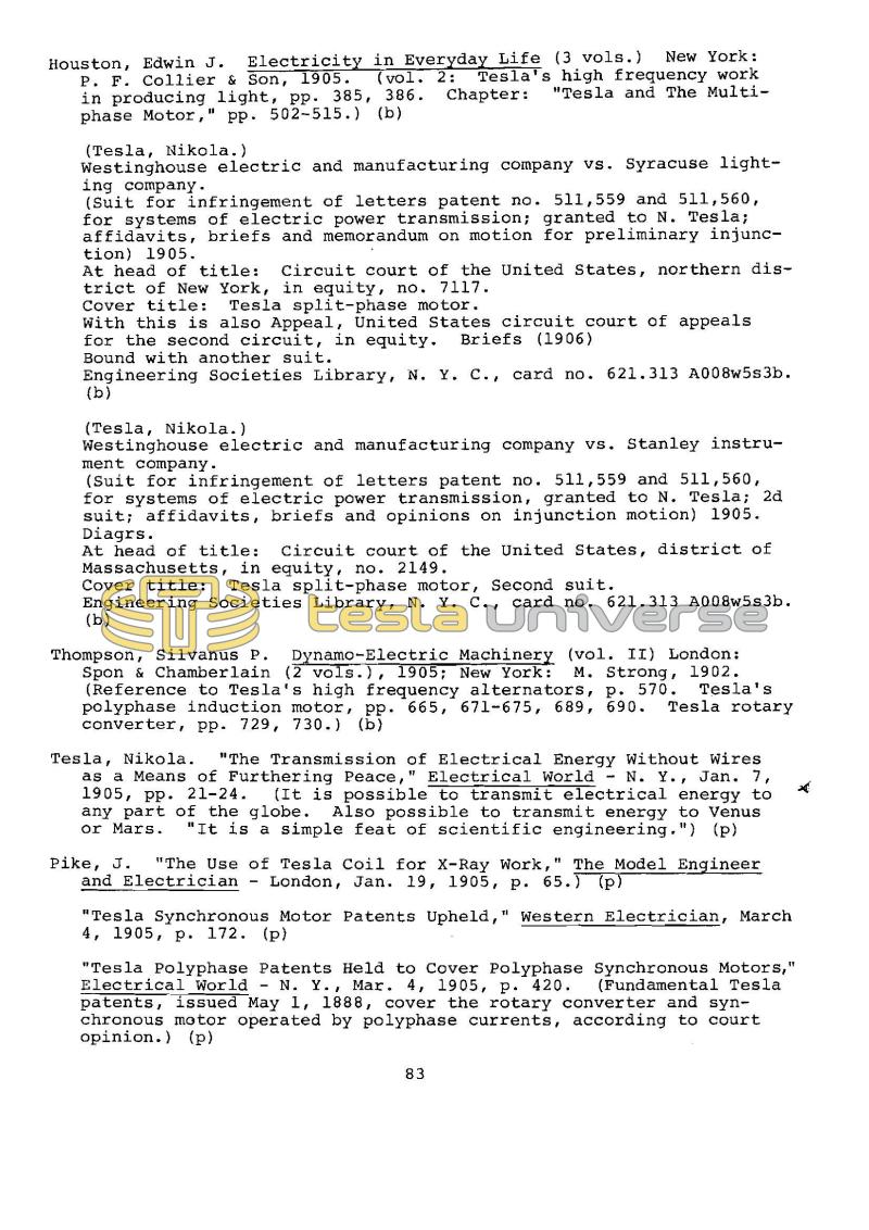 Dr. Nikola Tesla Bibliography - Page 83