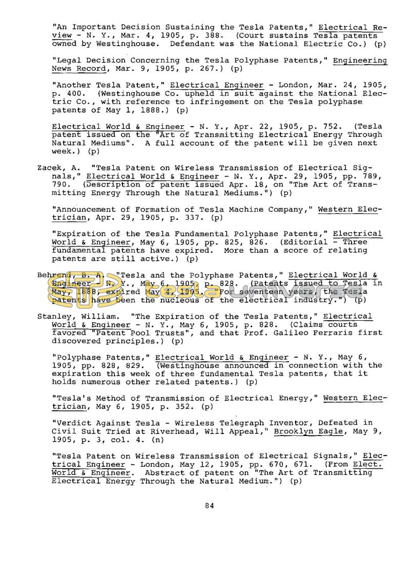 Dr. Nikola Tesla Bibliography - Page 84