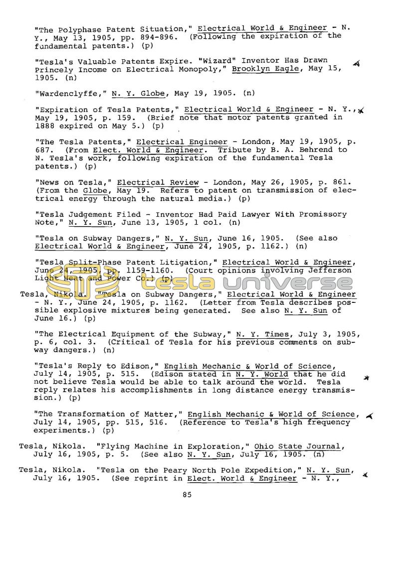 Dr. Nikola Tesla Bibliography - Page 85