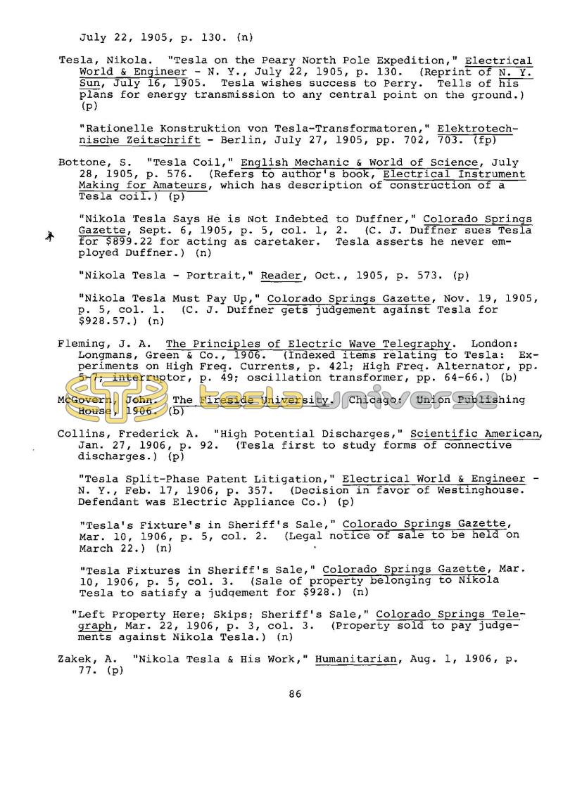 Dr. Nikola Tesla Bibliography - Page 86