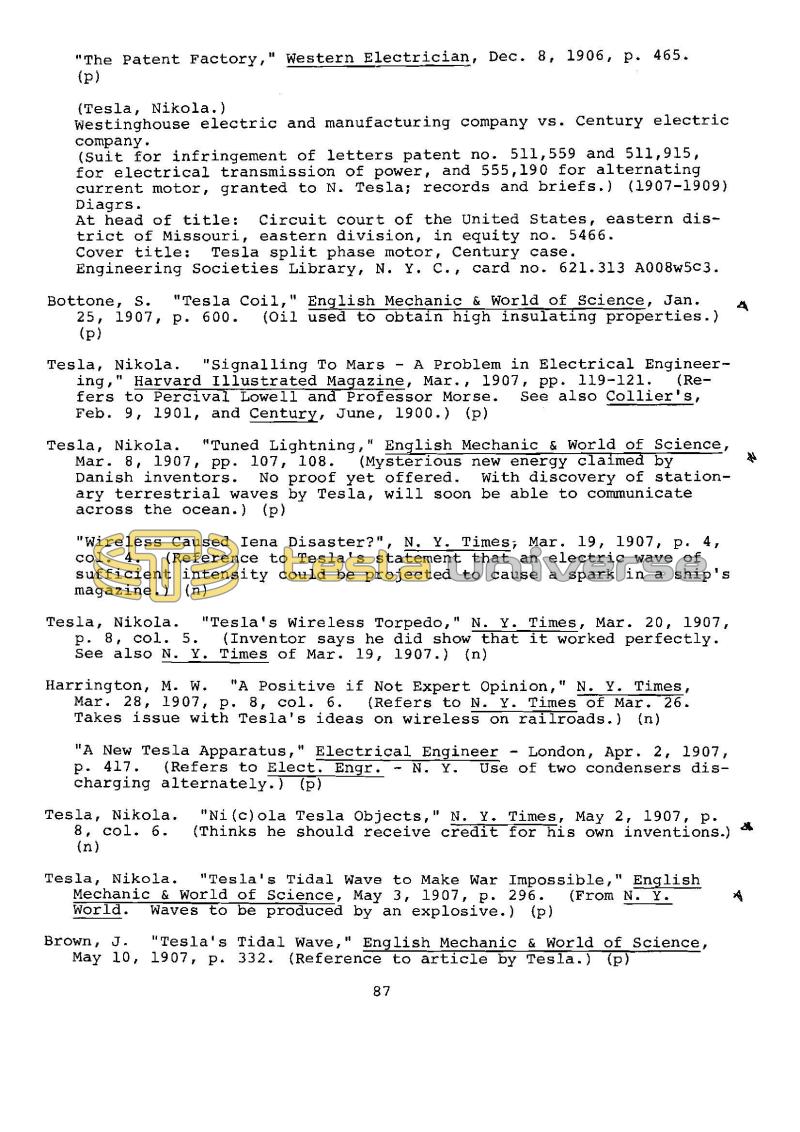 Dr. Nikola Tesla Bibliography - Page 87