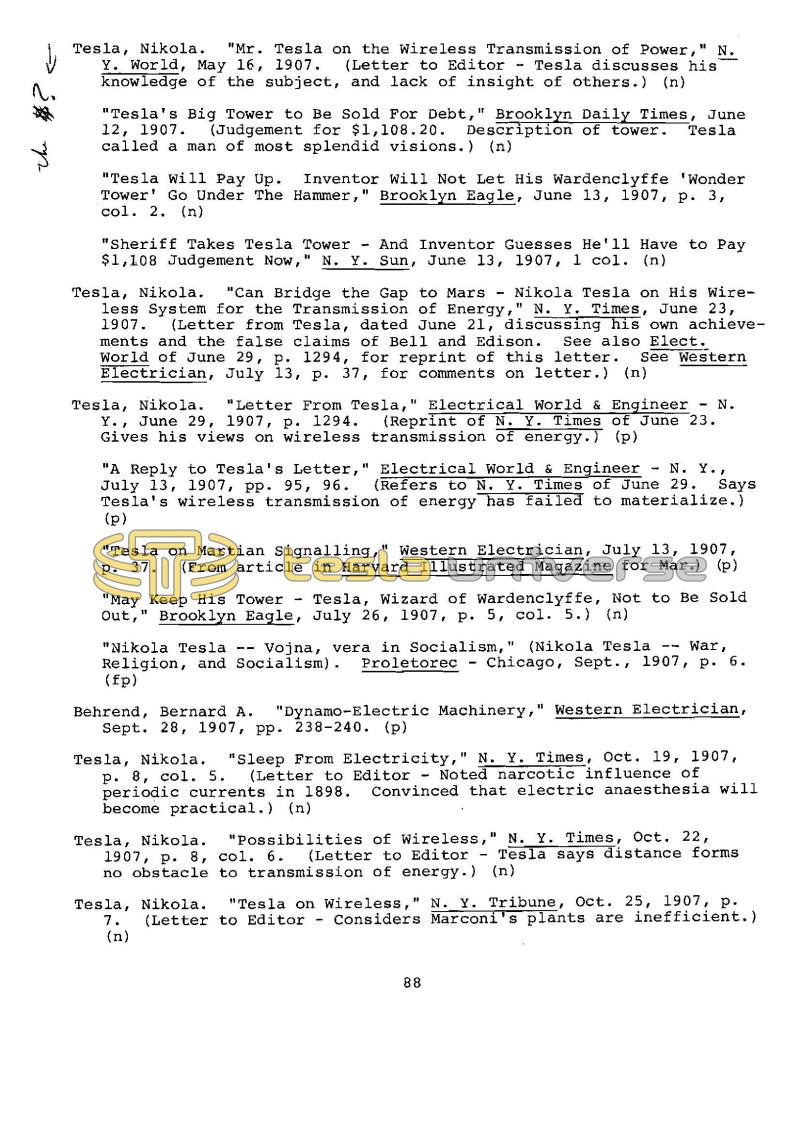 Dr. Nikola Tesla Bibliography - Page 88