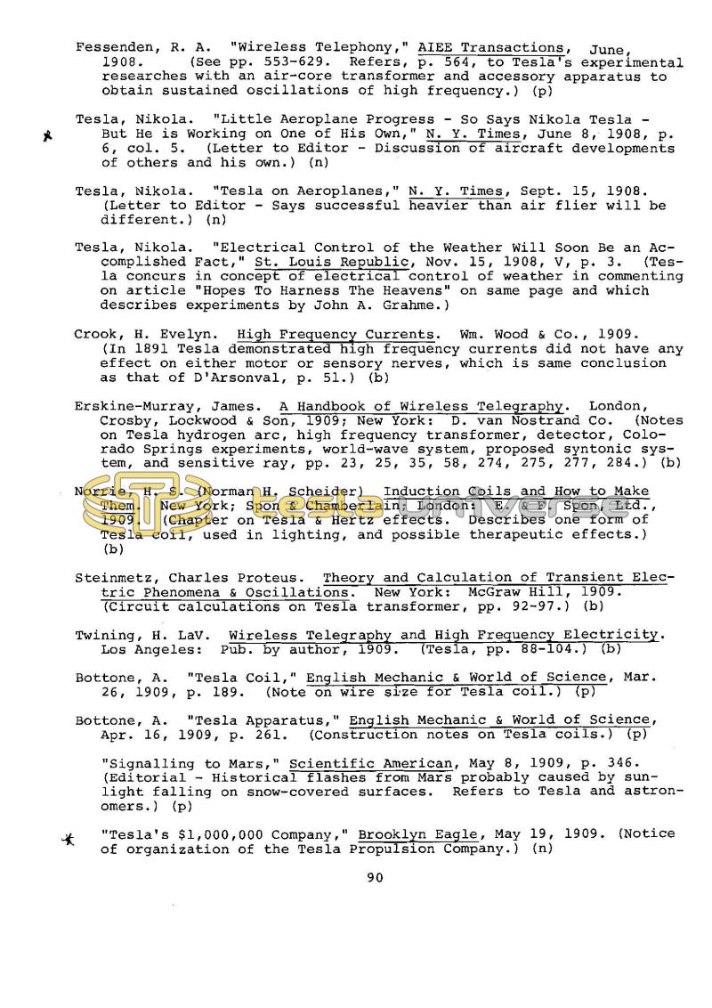 Dr. Nikola Tesla Bibliography - Page 90