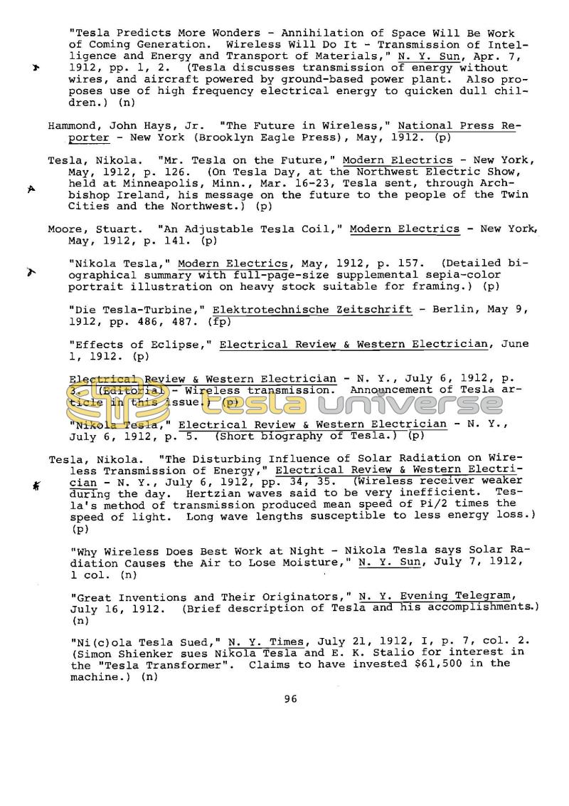 Dr. Nikola Tesla Bibliography - Page 96