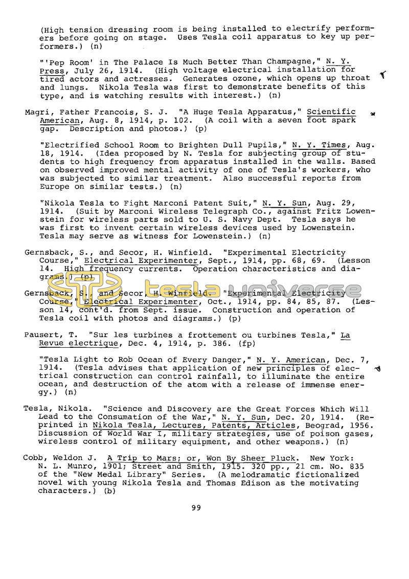 Dr. Nikola Tesla Bibliography - Page 99