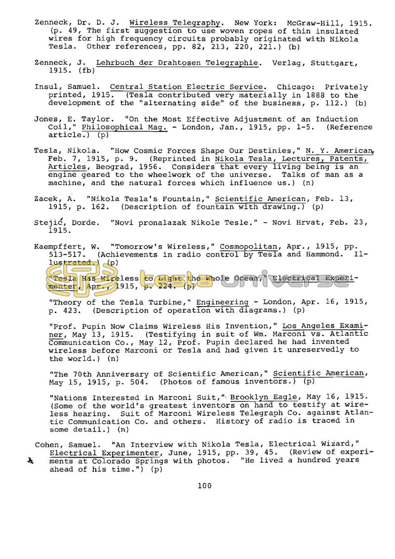 Dr. Nikola Tesla Bibliography - Page 100