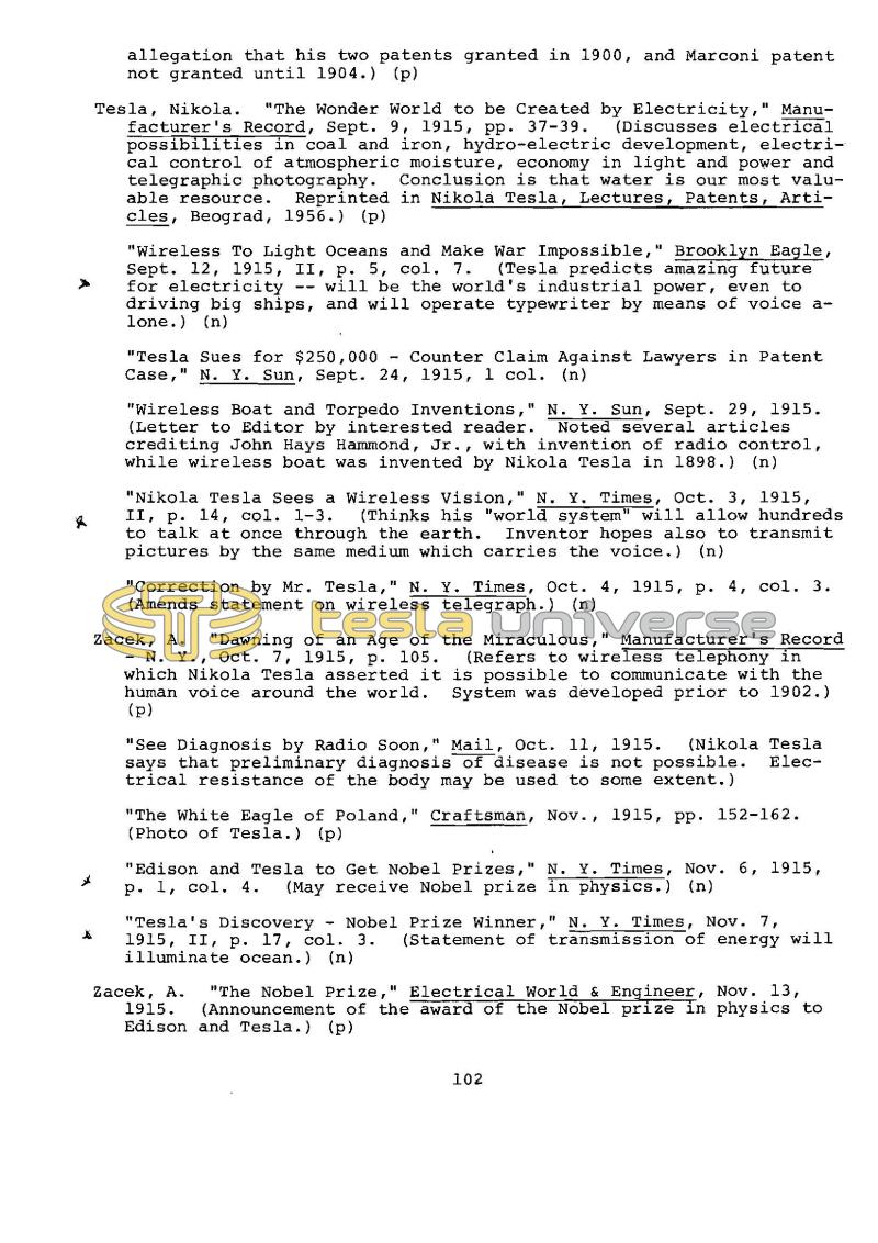 Dr. Nikola Tesla Bibliography - Page 102