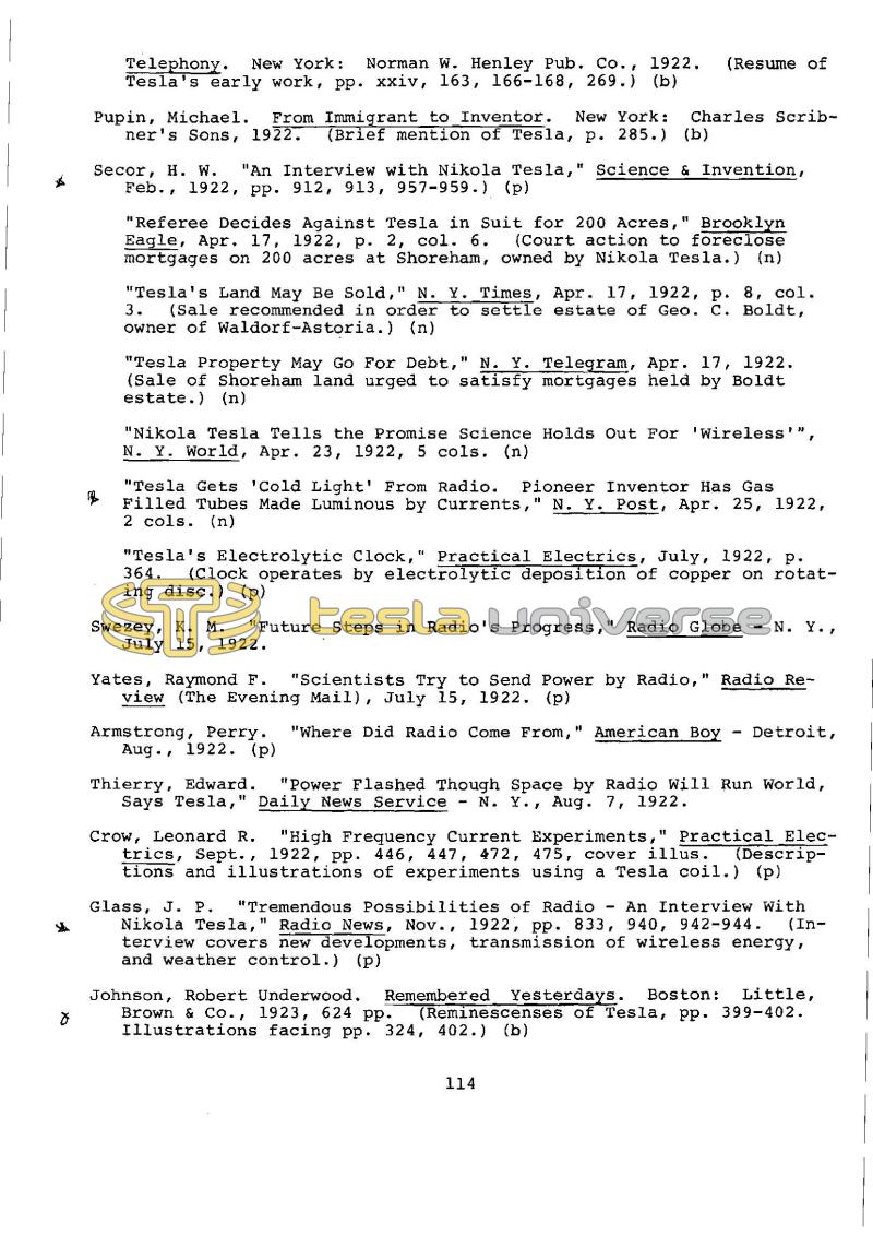 Dr. Nikola Tesla Bibliography - Page 114