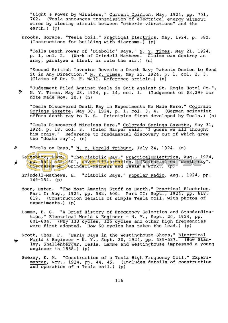 Dr. Nikola Tesla Bibliography - Page 116