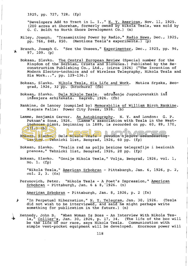 Dr. Nikola Tesla Bibliography - Page 118