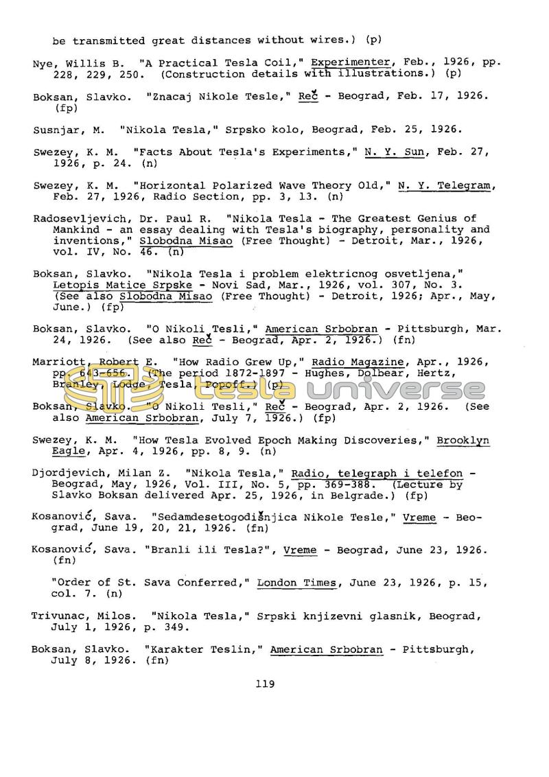 Dr. Nikola Tesla Bibliography - Page 119