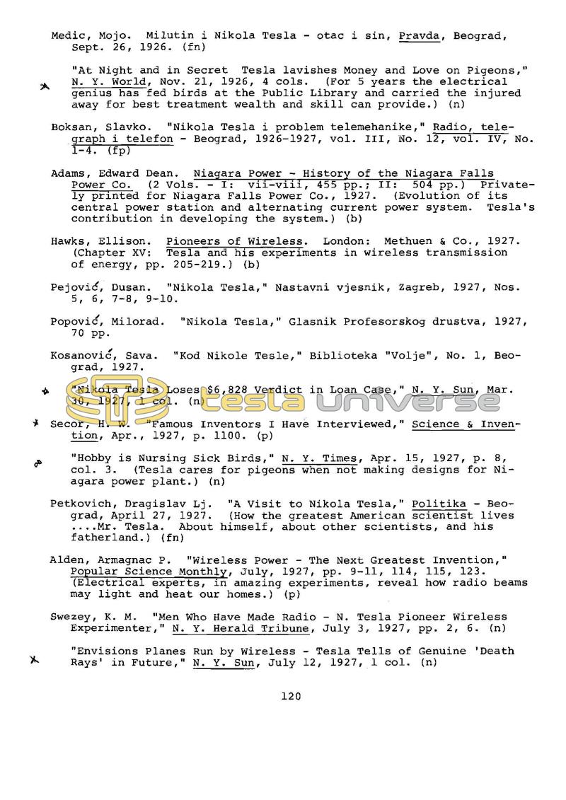 Dr. Nikola Tesla Bibliography - Page 120