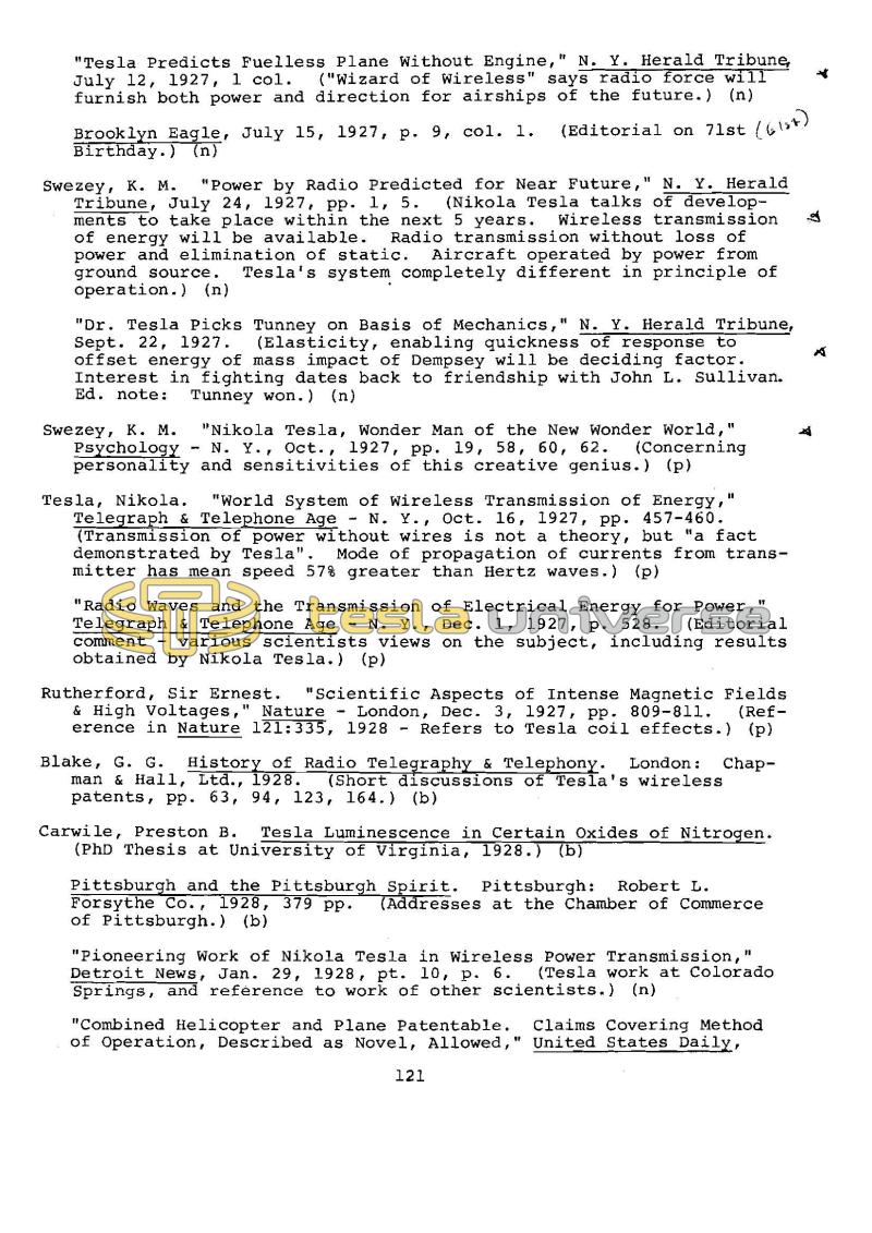 Dr. Nikola Tesla Bibliography - Page 121