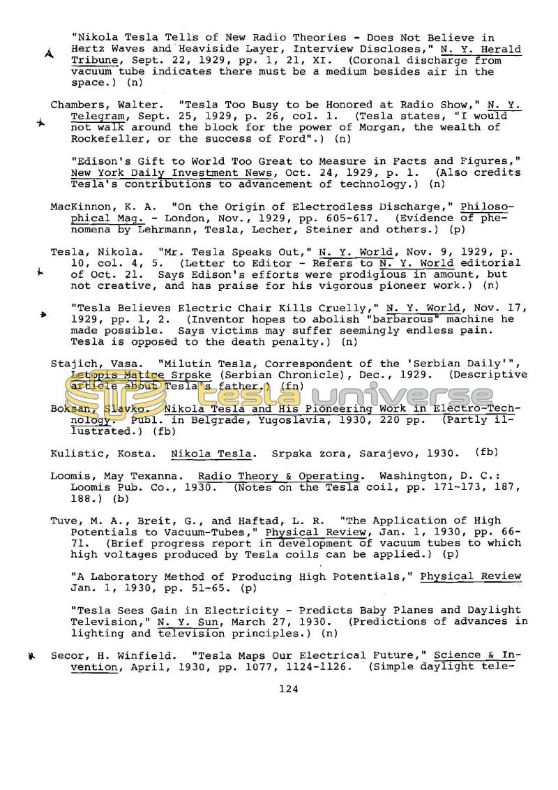Dr. Nikola Tesla Bibliography - Page 124
