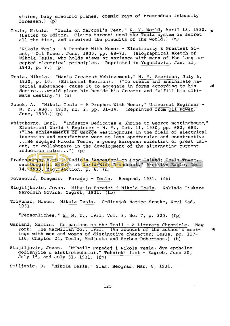 Dr. Nikola Tesla Bibliography - Page 125