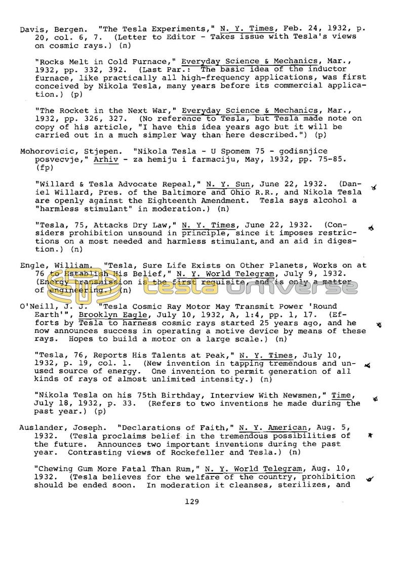 Dr. Nikola Tesla Bibliography - Page 129