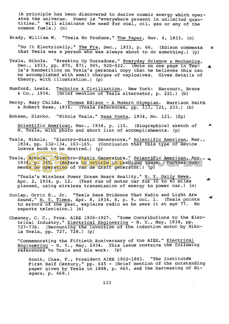 Dr. Nikola Tesla Bibliography - Page 133