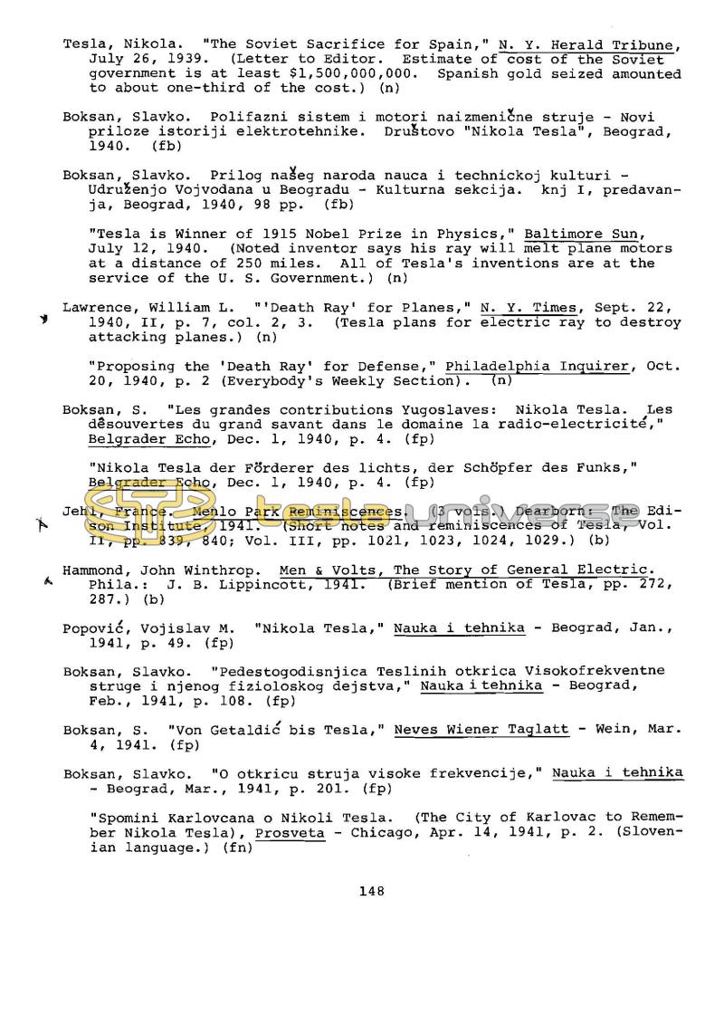 Dr. Nikola Tesla Bibliography - Page 148