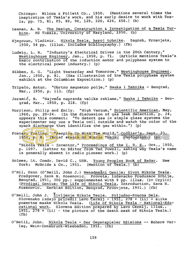Dr. Nikola Tesla Bibliography - Page 159