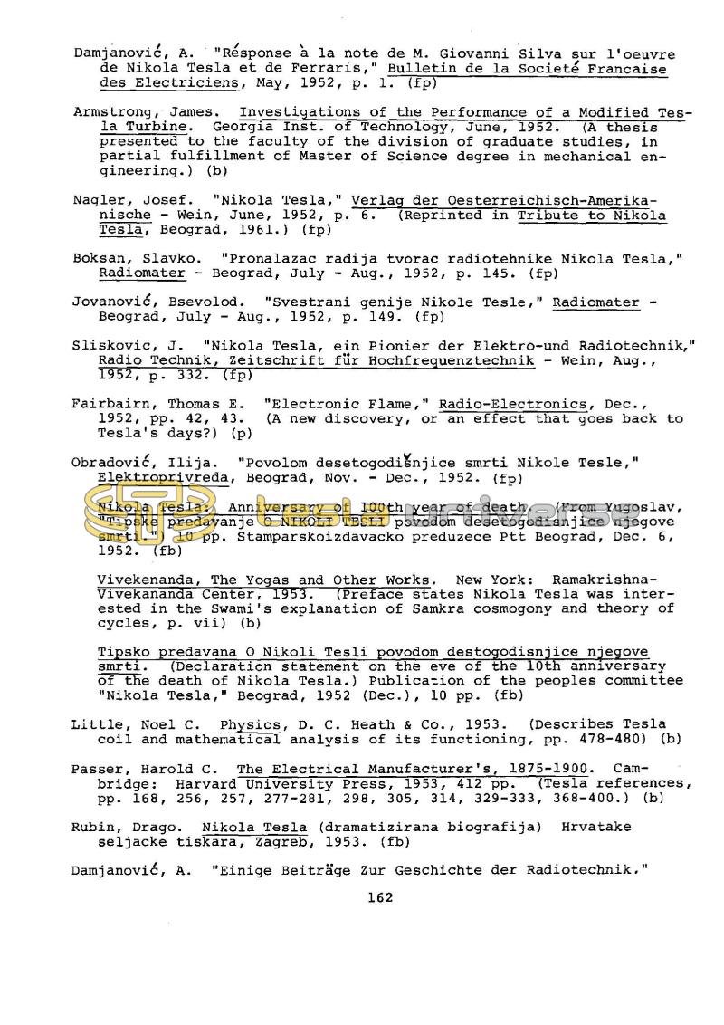 Dr. Nikola Tesla Bibliography - Page 162