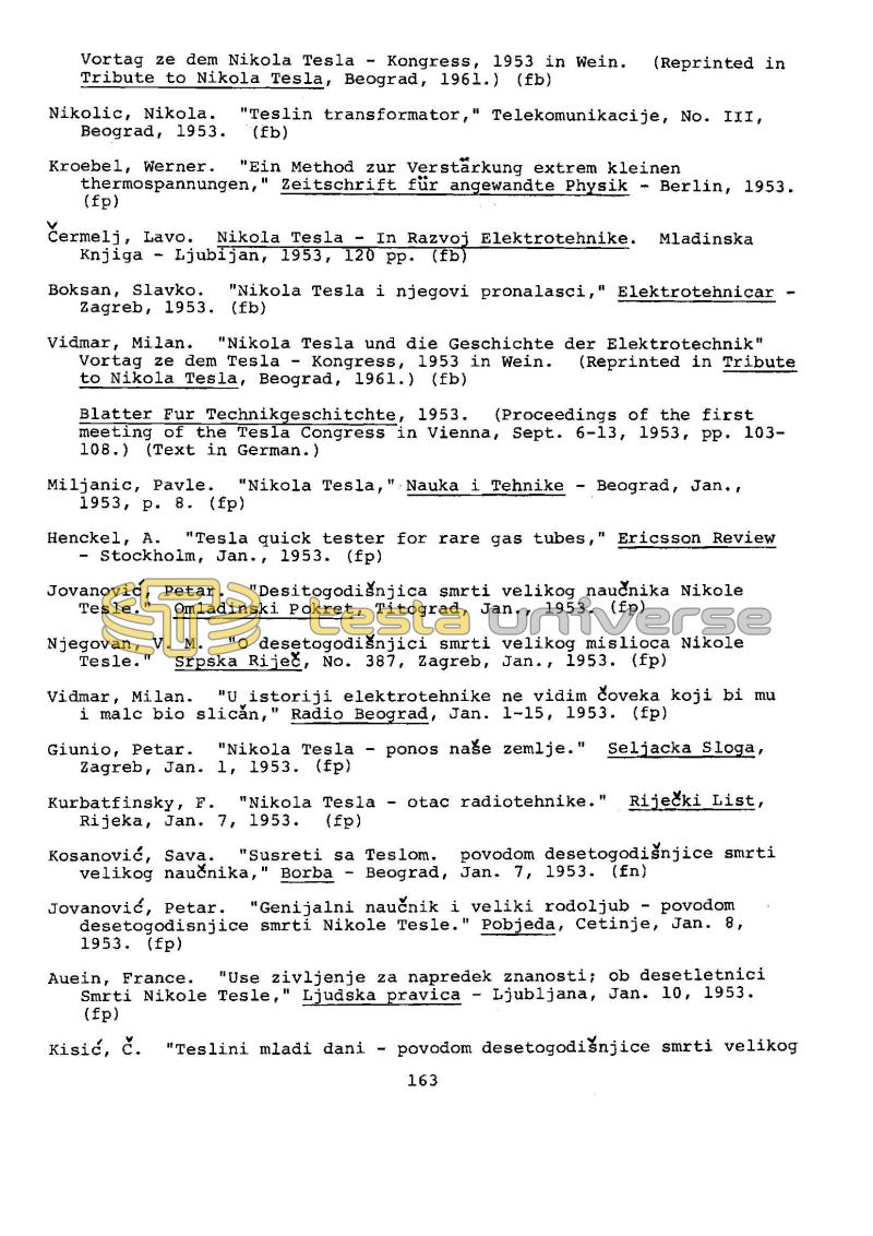 Dr. Nikola Tesla Bibliography - Page 163