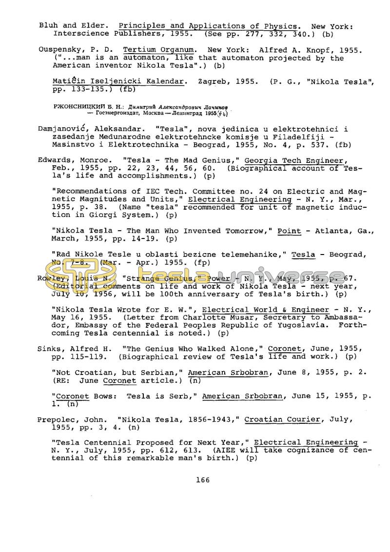 Dr. Nikola Tesla Bibliography - Page 166