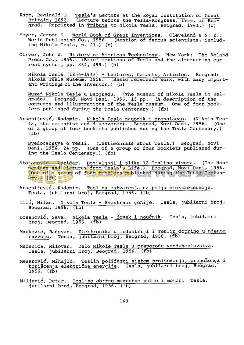 Dr. Nikola Tesla Bibliography - Page 168
