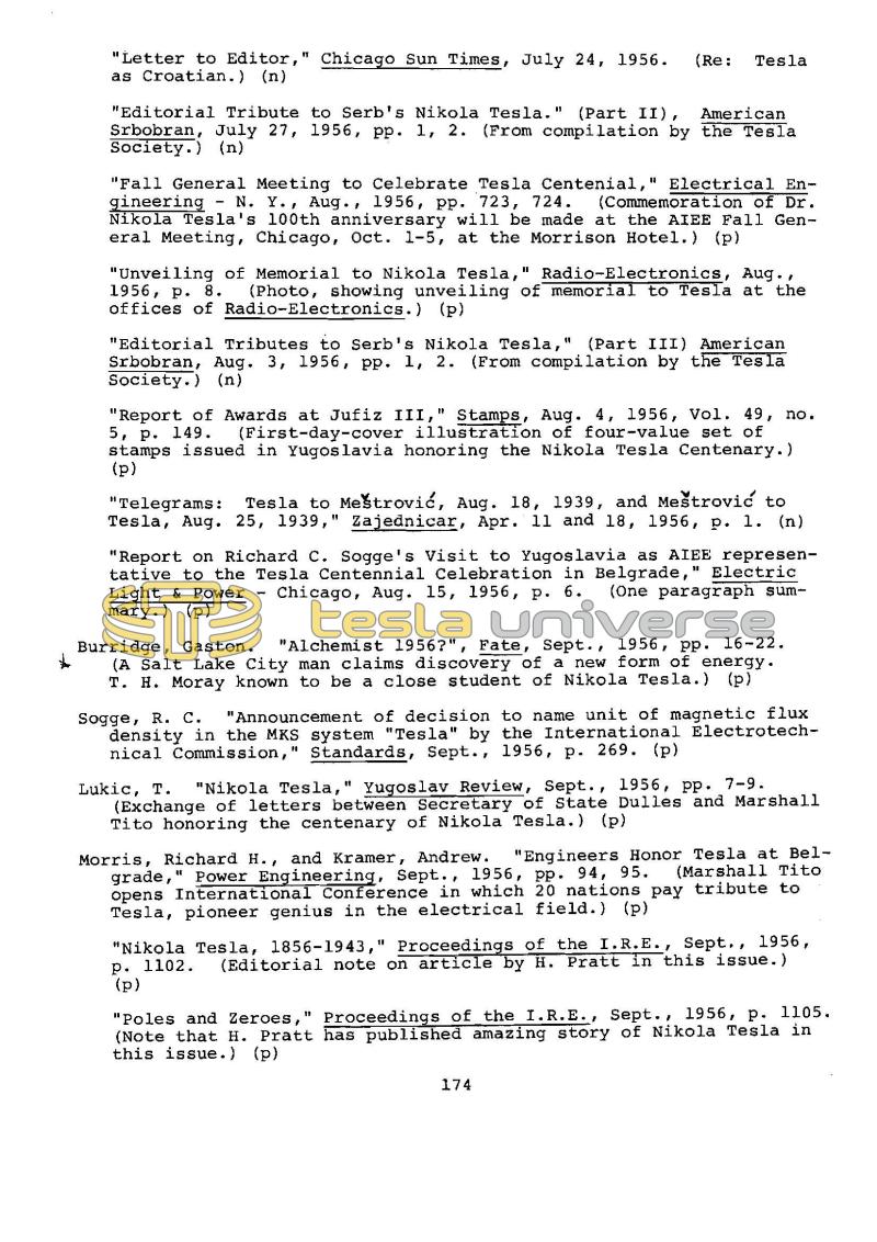 Dr. Nikola Tesla Bibliography - Page 174