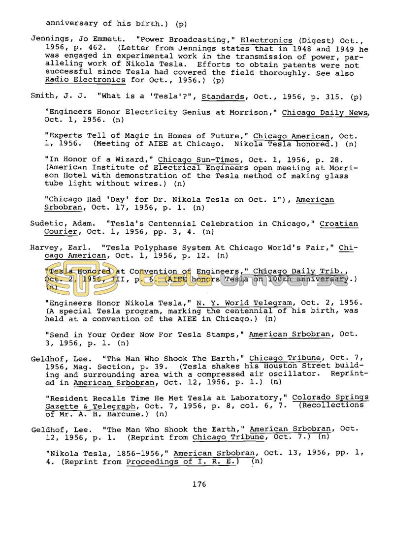 Dr. Nikola Tesla Bibliography - Page 176