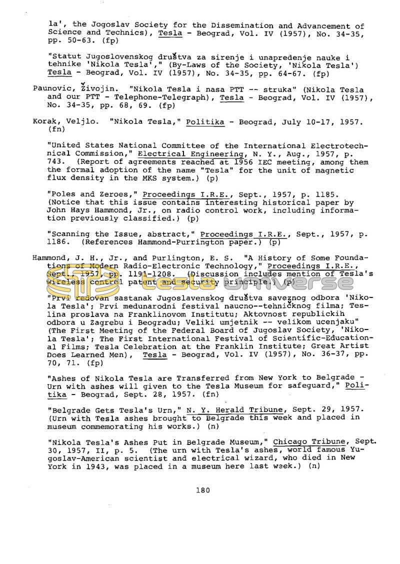 Dr. Nikola Tesla Bibliography - Page 180